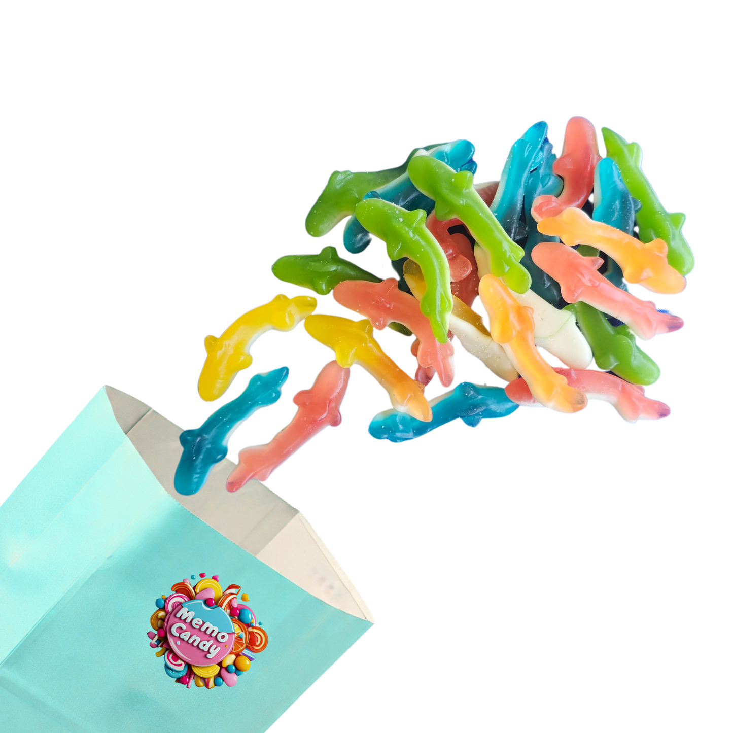 Assorted Color Gummy Sharks (4oz)