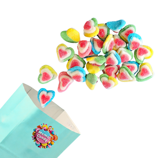 Assorted Color Gummy Triple Hearts (4oz)